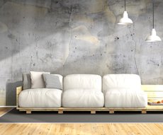 panoramic wallpaper representing a grey and gold concrete wall