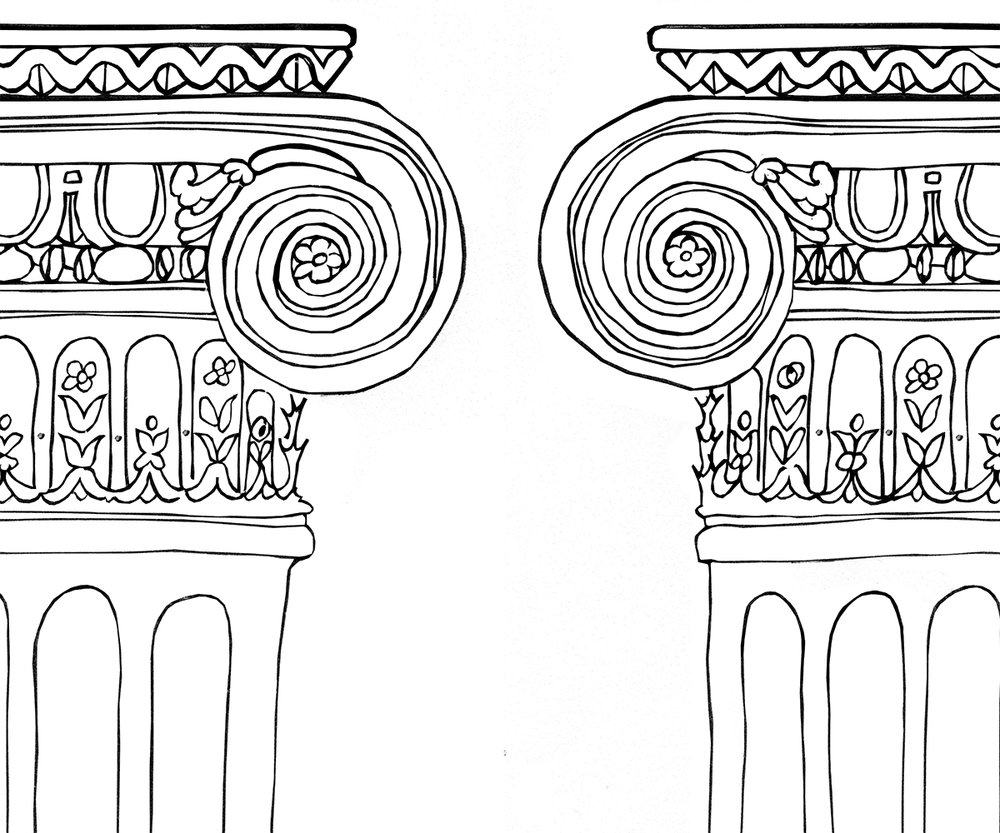 colonne ionique fond blanc