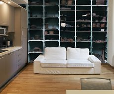 panoramic wallpaper shop shelf in a studio