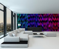 papier peint rayures dégradé de couleurs dans un salon