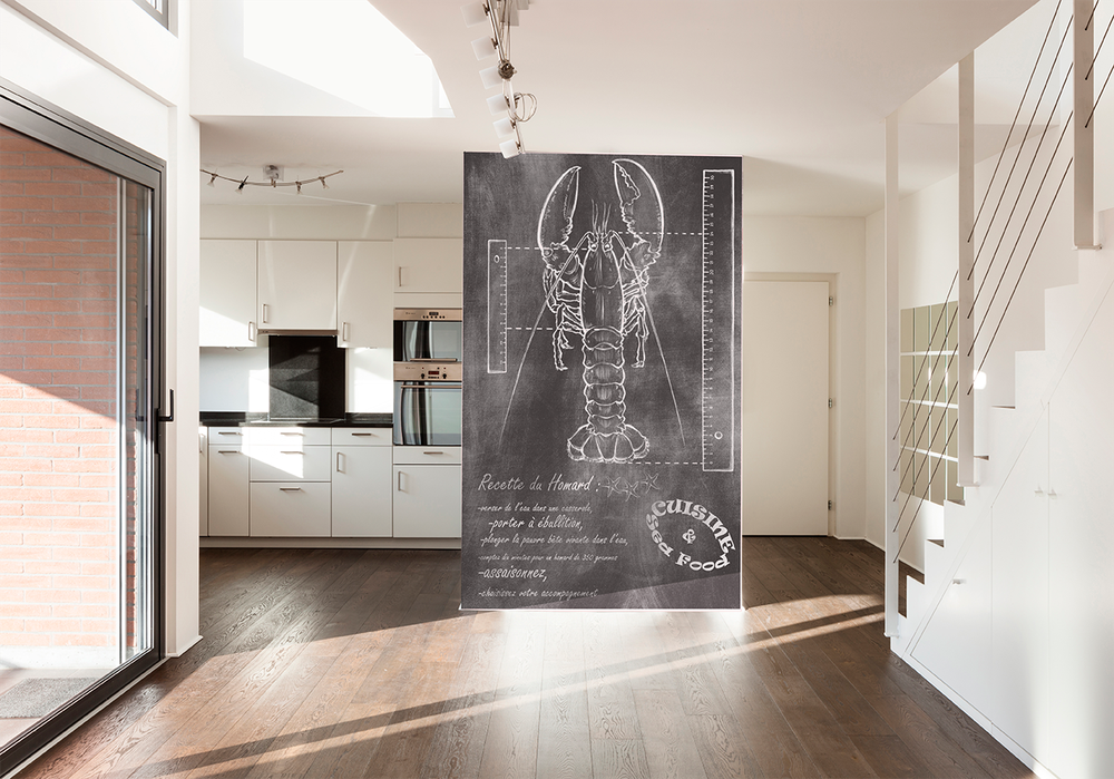 wallpaper Homard mode d' emploi in a kitchen
