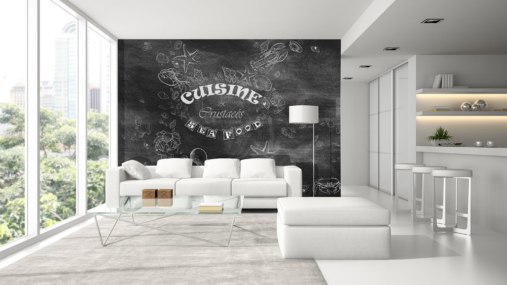wallpaper Décor sur ardoise in a living room