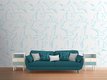 wallpaper Mouettes bleues sur fond blanc in a living room
