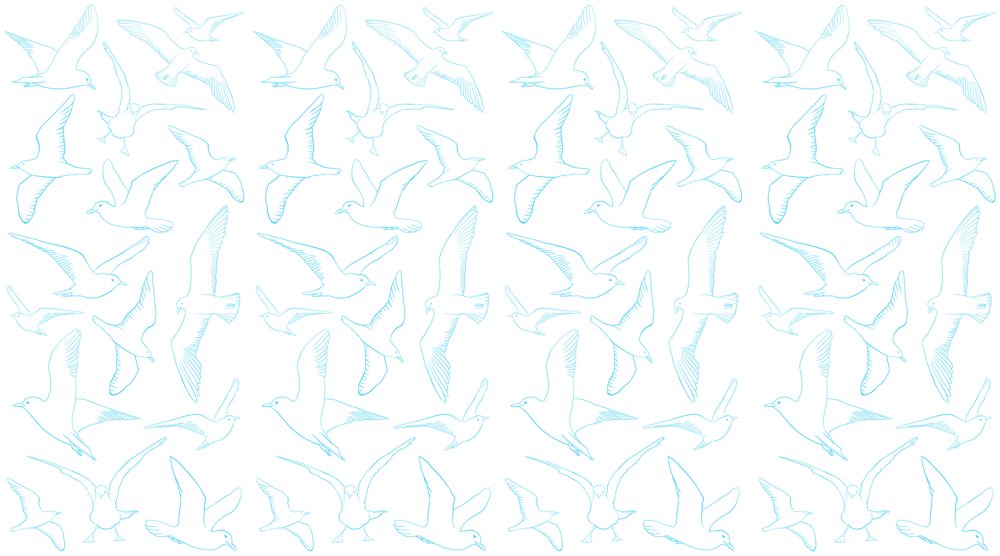 wallpaper Mouettes bleues sur fond blanc