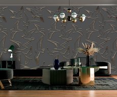 wallpaper Mouettes bronzées in a living room