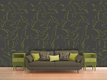 wallpaper Mouettes jaunes sur fond noir in a living room