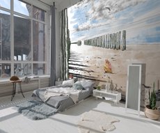 wallpaper Souffle d'aquarelle sur la plage in a bedroom