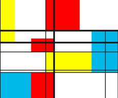 papier peint aux formes géométriques, rectangles de couleurs primaires rouge bleu jaune