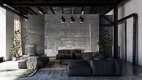 concrete wallpaper in a living room