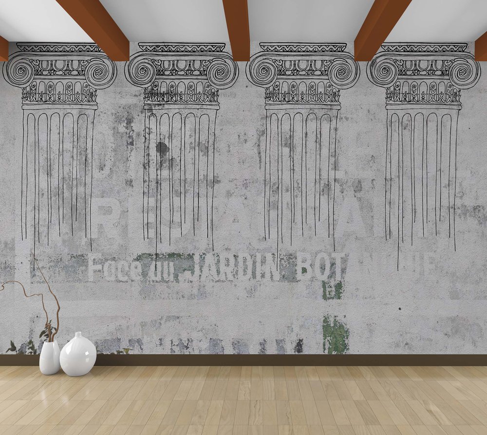 colonnes ioniques fond mur peint