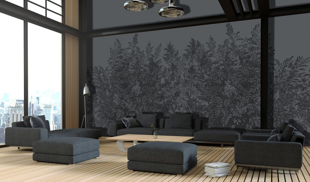 dark gray bush wallpaper in a loft