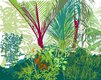 panoramic jungle wallpaper drawn in a cartoon style