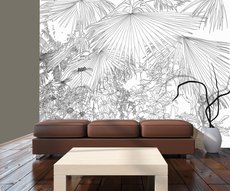 jungle cartoon wallpaper in black and white 2 in a living room