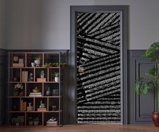 Music score door in black in a living room