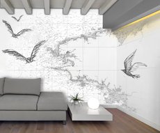 wallpaper Carte blanche in a living room