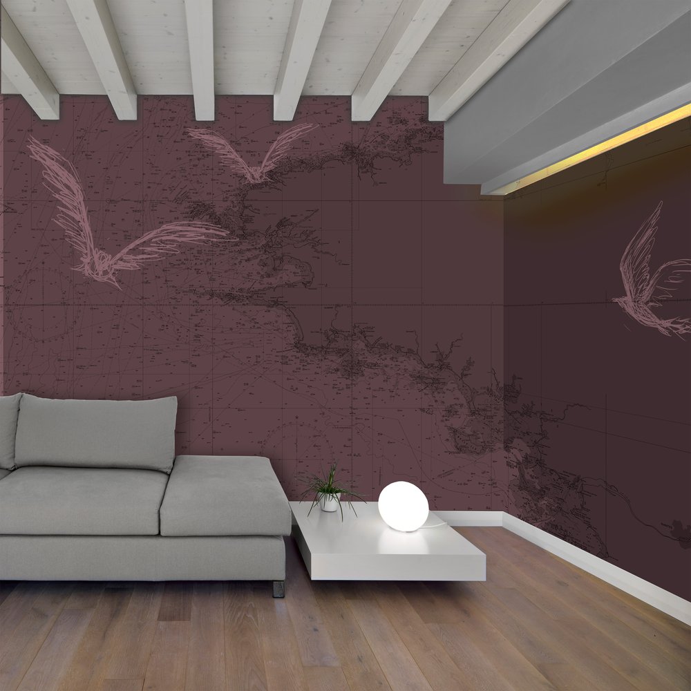 wallpaper Carte lie de vin in a living room