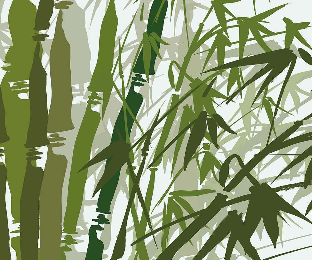 bambous sur vert pâle