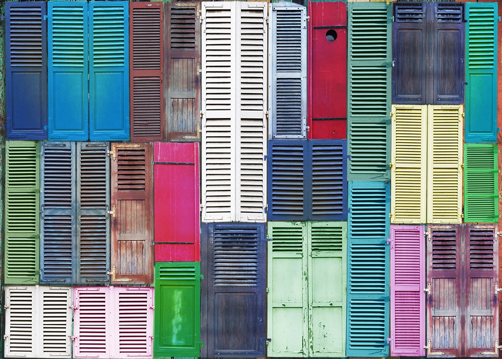 invigorating panoramic wallpaper representing multicolored shutters